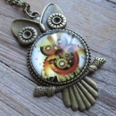 Steampunk ketting uil