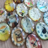 Glas cabochon ovaal vintage klok