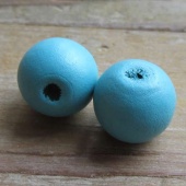 Houten kraal sea blue turquoise 16 mm
