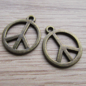 Bedeltje peace brons vintage look