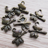 Bedeltje vogeltje brons vintage look