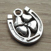 Bedeltje hoefijzer klavertje vier