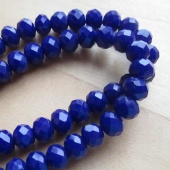 Streng facet rondellen imitatie jade donkerblauw