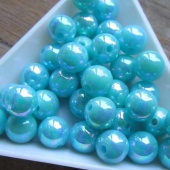 Kunststof kraal glans aqua