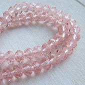 Streng facet rondellen roze 6x8mm